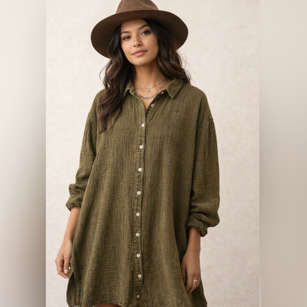 New Jaded Gypsy Gauze Button Down Dress Sz L/XL